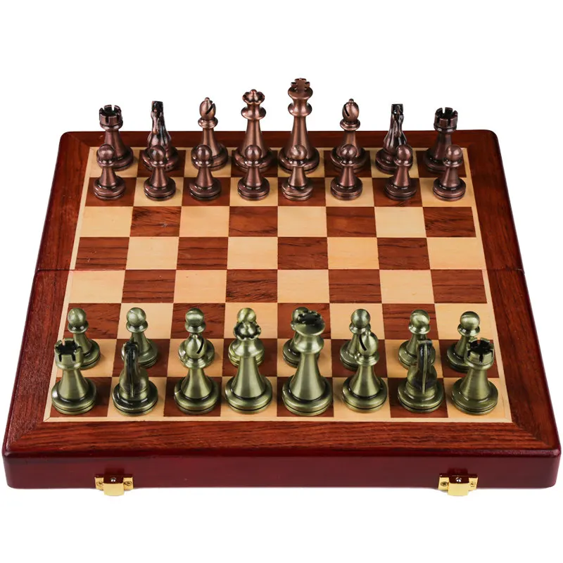 High-end gift box set European ornament wooden folding chessboard metal chess pieces
High-end gift box set European ornament wooden folding chessboard metal chess pieces