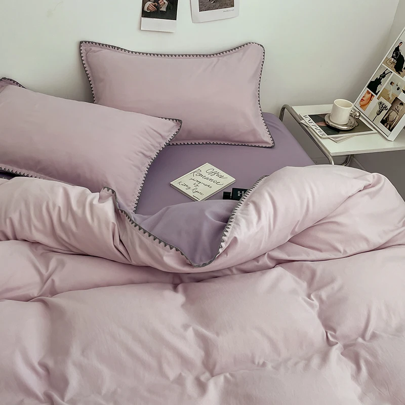 3pcs Solid Color High Quality Duvet Cover Set Luxury Purple Comforter Cover with 2 Pillowcases Triangle Sewn Edge Design Bedding
3pcs Solid Color High Quality Duvet Cover Set Luxury Purple Comforter Cover with 2 Pillowcases Triangle Sewn Edge Design Bedding