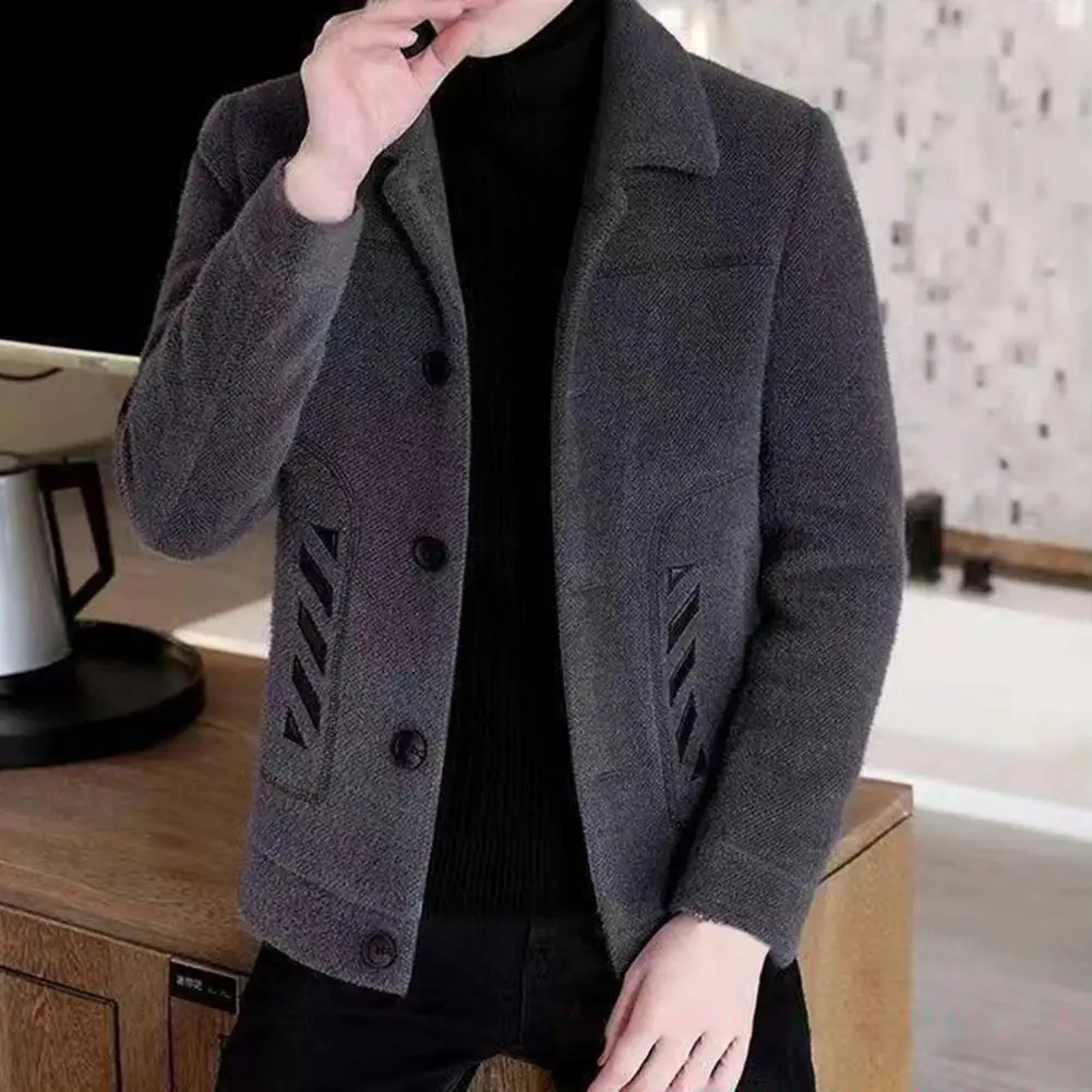 Casual Men Jacket Thickened Slim Fit Men's Jacket with Lapel Design Side Pockets Classic Button-up Winter Coat for Men Warm
Casual Men Jacket Thickened Slim Fit Men's Jacket with Lapel Design Side Pockets Classic Button-up Winter Coat for Men Warm
