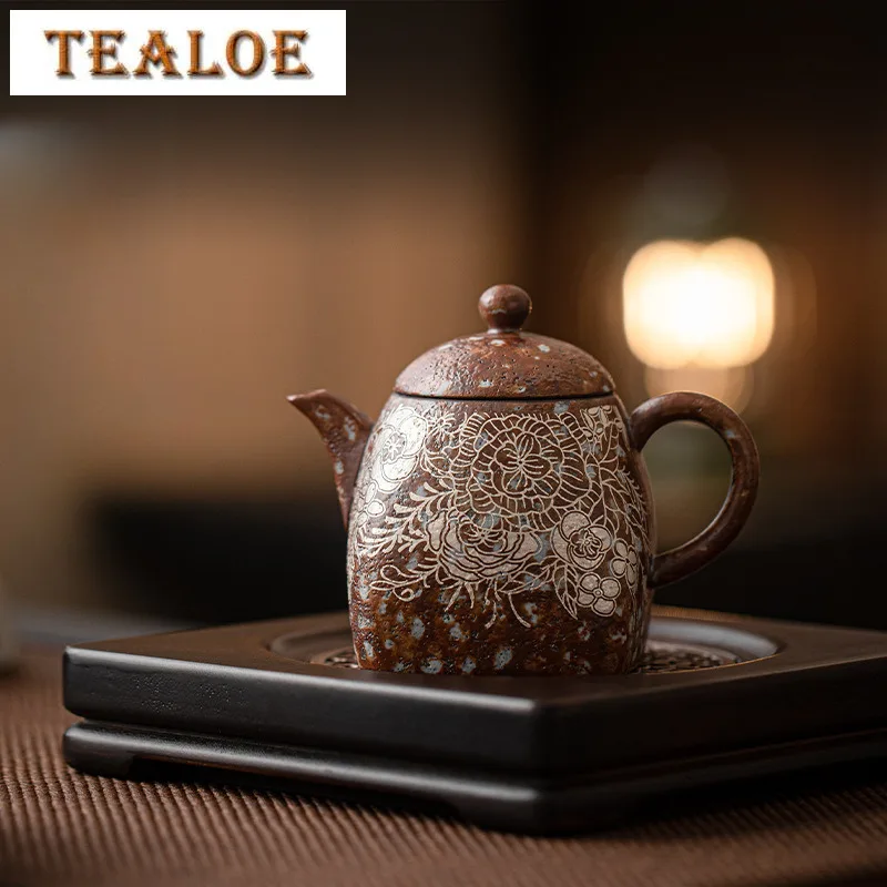 180ML Gilded Silver Blooming Flowers Old Rock Mud Teapot Zen Tea Infuser Pot Tea Soaking Kettle With Strainer Tea Set Ornaments
180ML Gilded Silver Blooming Flowers Old Rock Mud Teapot Zen Tea Infuser Pot Tea Soaking Kettle With Strainer Tea Set Ornaments
