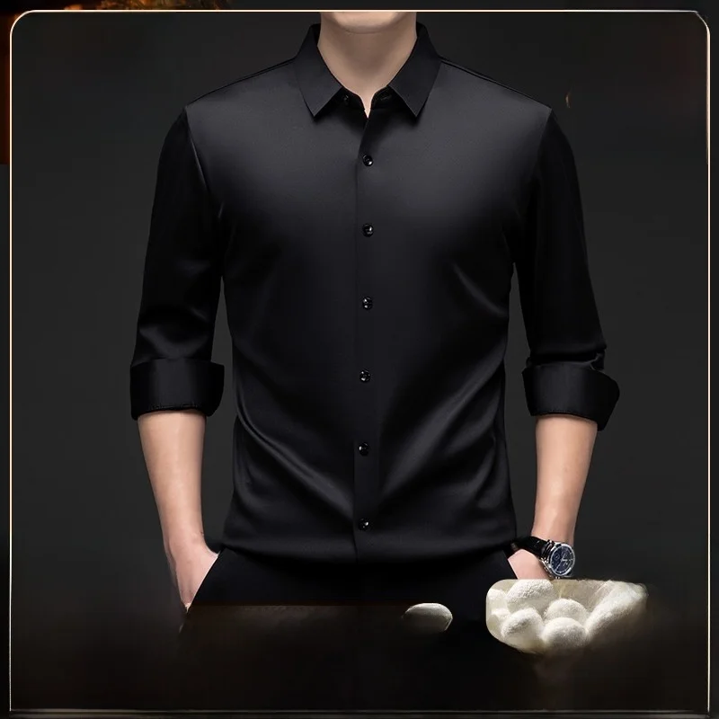 Pierre Cardin Men's Fleece Lined Thickened Silk Woolen Shirt Warm Business Casual Pure Color Autumn Winter Fashion City Style
Pierre Cardin Men's Fleece Lined Thickened Silk Woolen Shirt Warm Business Casual Pure Color Autumn Winter Fashion City Style