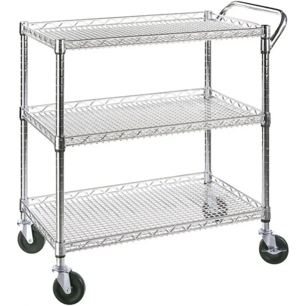 Sturdy 3-Tier Rolling Kitchen Cart with Wire Shelves, 45L x 17.5D x 45H for Commercial Use
Sturdy 3-Tier Rolling Kitchen Cart with Wire Shelves, 45L x 17.5D x 45H for Commercial Use