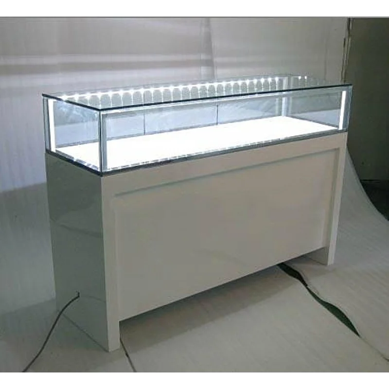 Custom White jewelry shop display locable wooden jewelry display counter showcase with LED
Custom White jewelry shop display locable wooden jewelry display counter showcase with LED