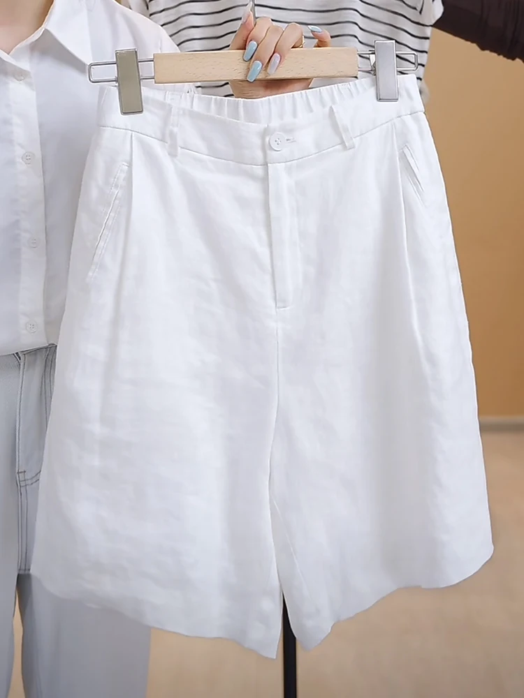 High Waist Wide Leg Short Pants Linen Cotton Five-Quarter Length Slimming Summer Casual Trousers for Women by Xiangdouer
High Waist Wide Leg Short Pants Linen Cotton Five-Quarter Length Slimming Summer Casual Trousers for Women by Xiangdouer