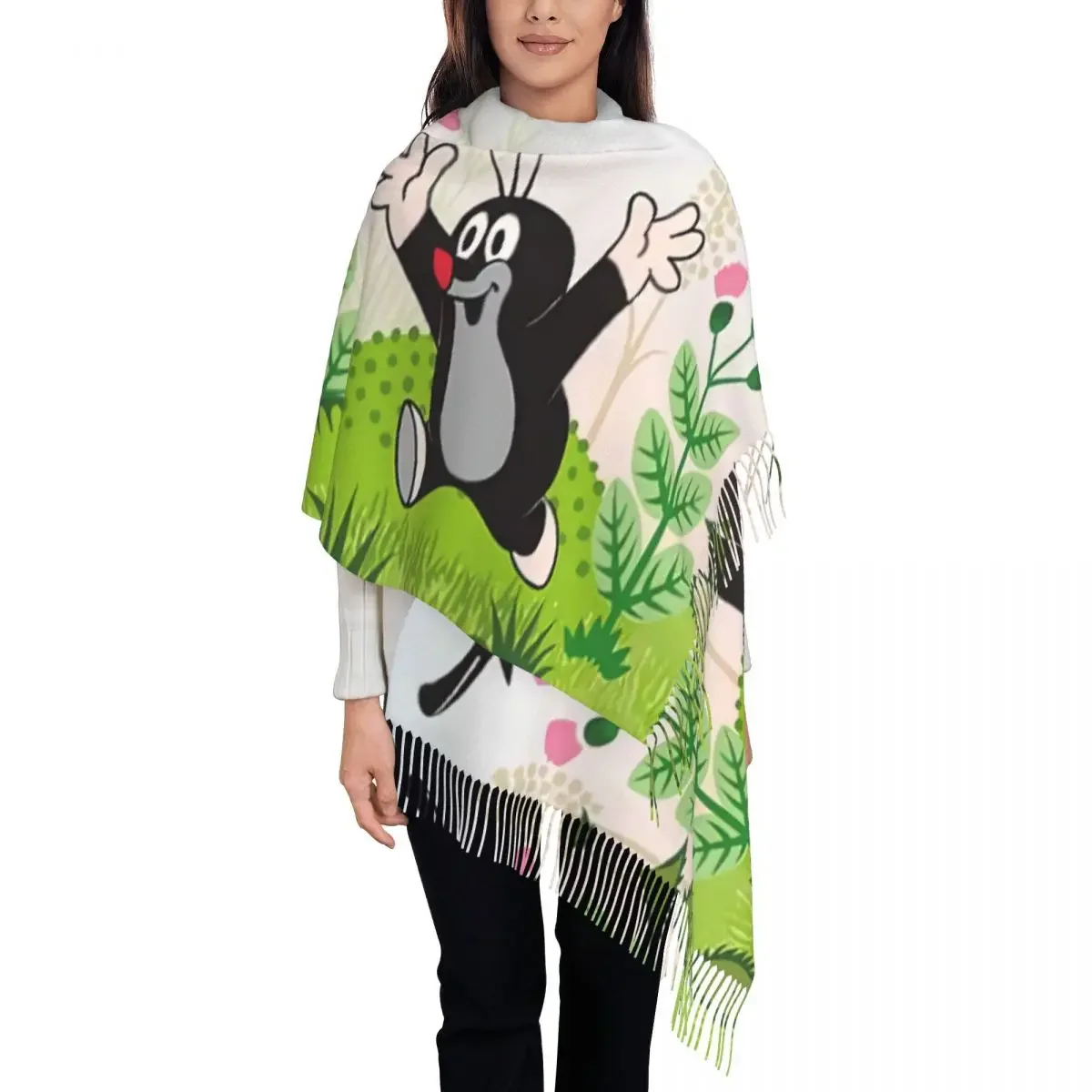 Luxury Happy Mole Cartoon Tassel Scarf Women Winter Warm Shawl Wrap Female Krtek Little Maulwurf Scarves
Luxury Happy Mole Cartoon Tassel Scarf Women Winter Warm Shawl Wrap Female Krtek Little Maulwurf Scarves