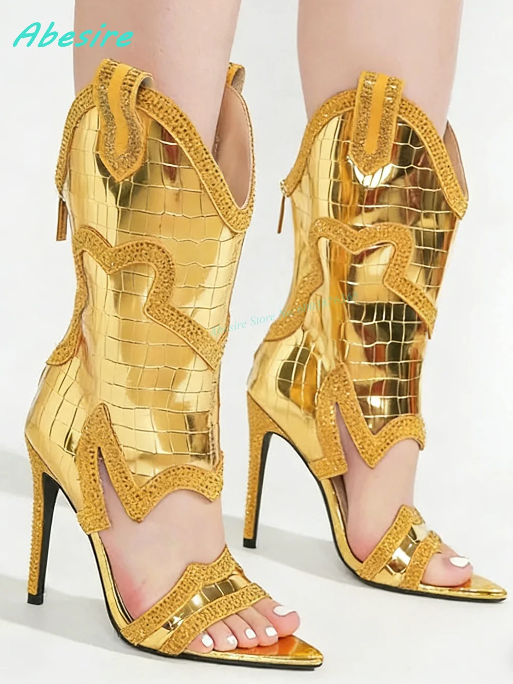 Mixed-Color Patchwork Crystal Sandals Hollow Out Open Toe Stiletto Heels Zipper Shoes for Women Fashion Show Bling Shoes New
Mixed-Color Patchwork Crystal Sandals Hollow Out Open Toe Stiletto Heels Zipper Shoes for Women Fashion Show Bling Shoes New