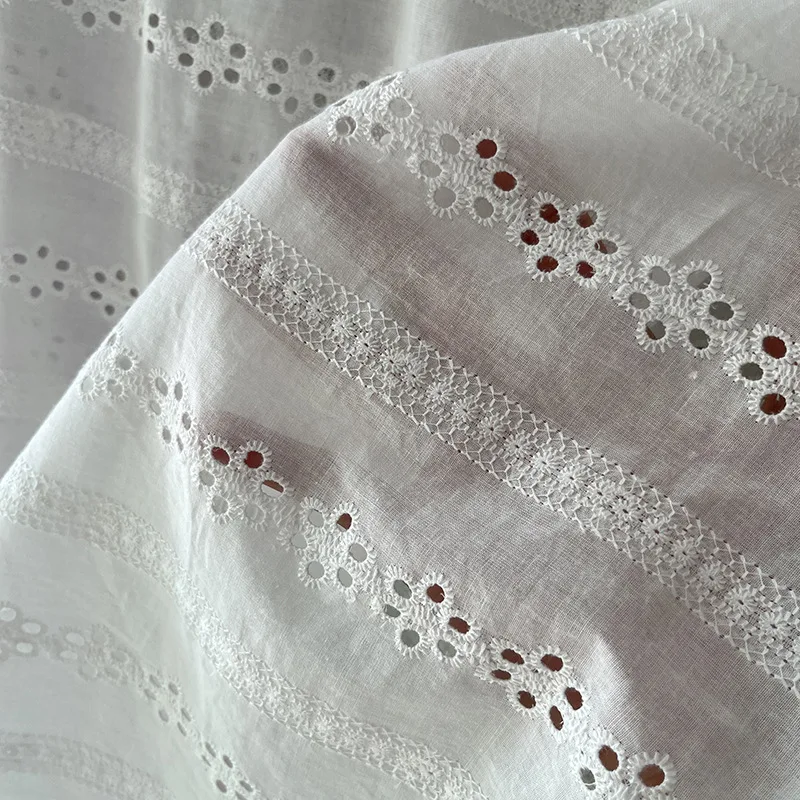 New White Cotton Lace Striped Embroidery Floral Fabric Full Width Perforated Cotton Fabric DIY Wedding Dress Skirt Clothes Sewn
New White Cotton Lace Striped Embroidery Floral Fabric Full Width Perforated Cotton Fabric DIY Wedding Dress Skirt Clothes Sewn
