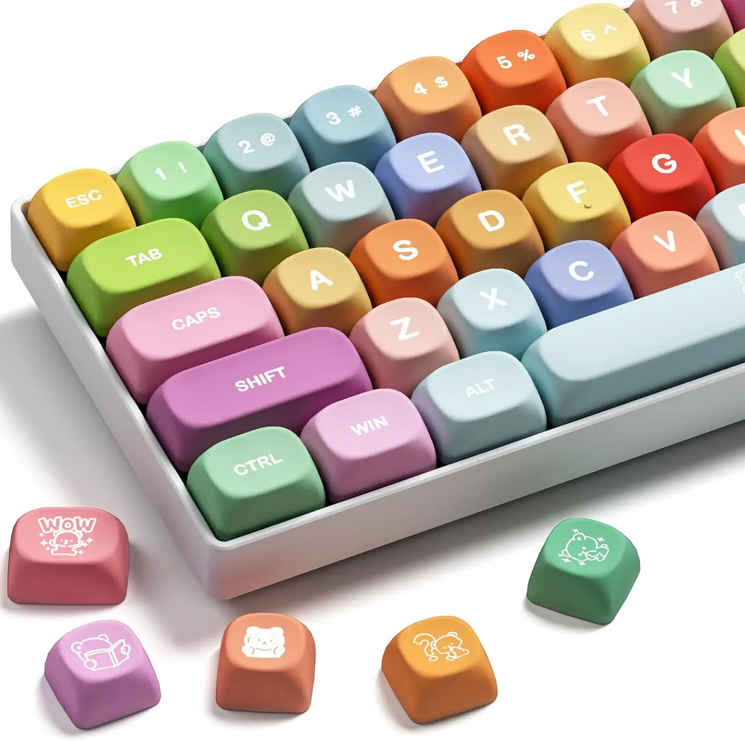 Cute PBT Keycaps Rainbow Gummy Bear Keycap Set MOA Profile Dye-Sublimation Keyboard Keycaps Suitable for 60% 65% 75% 80% 96% 1
Cute PBT Keycaps Rainbow Gummy Bear Keycap Set MOA Profile Dye-Sublimation Keyboard Keycaps Suitable for 60% 65% 75% 80% 96% 1