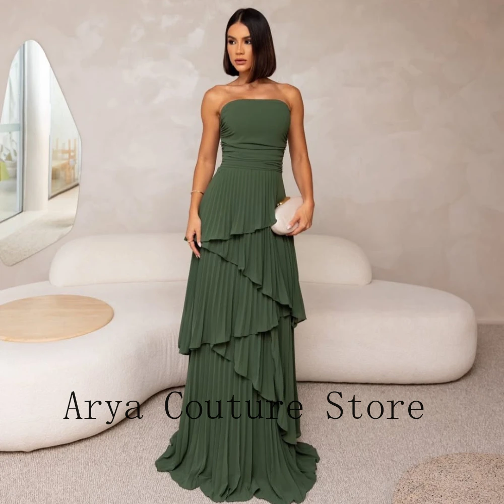 Customized Dark Green Strapless Formal Dress with Pleated Tiered Skirt Evening Gown for Prom Cocktail Party and Wedding Guest
Customized Dark Green Strapless Formal Dress with Pleated Tiered Skirt Evening Gown for Prom Cocktail Party and Wedding Guest