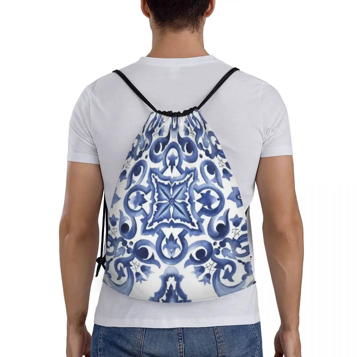 Blue Ornate Floral Mediterranean Sicilian Tile Backpacks Fashion Drawstring Bags Sports Bag Book Bags For Man Woman Students
Blue Ornate Floral Mediterranean Sicilian Tile Backpacks Fashion Drawstring Bags Sports Bag Book Bags For Man Woman Students