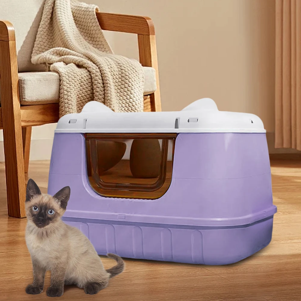 Cat Bedpans Enclosed Cat Litter Pan Anti Splashing Kitty Litter Tray with Scoop for Larger Cat Breeds Or Multiple Cat Households
Cat Bedpans Enclosed Cat Litter Pan Anti Splashing Kitty Litter Tray with Scoop for Larger Cat Breeds Or Multiple Cat Households