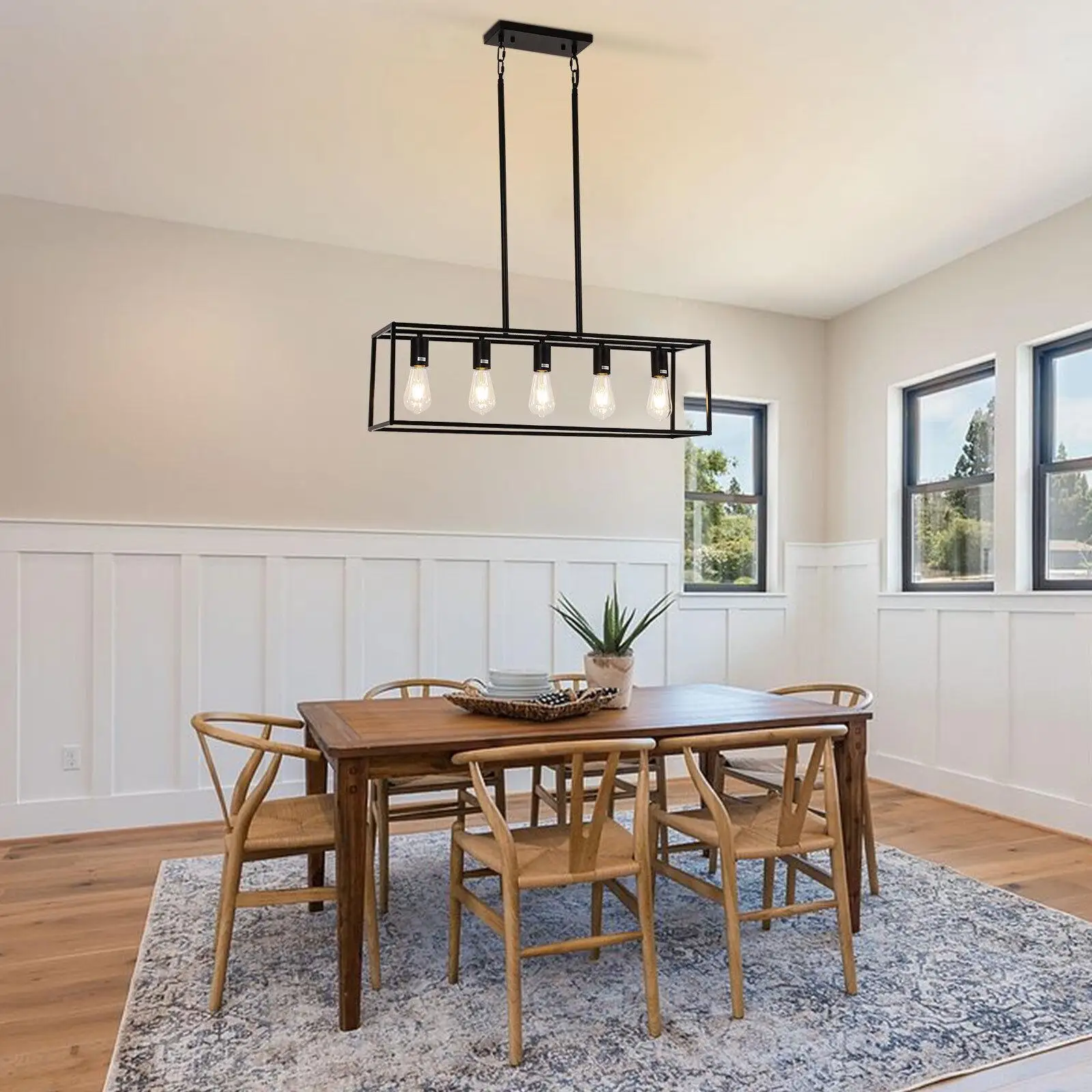 Industrial Kitchen Island Light Chandelier 5-Light Rectangular Pendant Lamp E26 Room Decor
Industrial Kitchen Island Light Chandelier 5-Light Rectangular Pendant Lamp E26 Room Decor