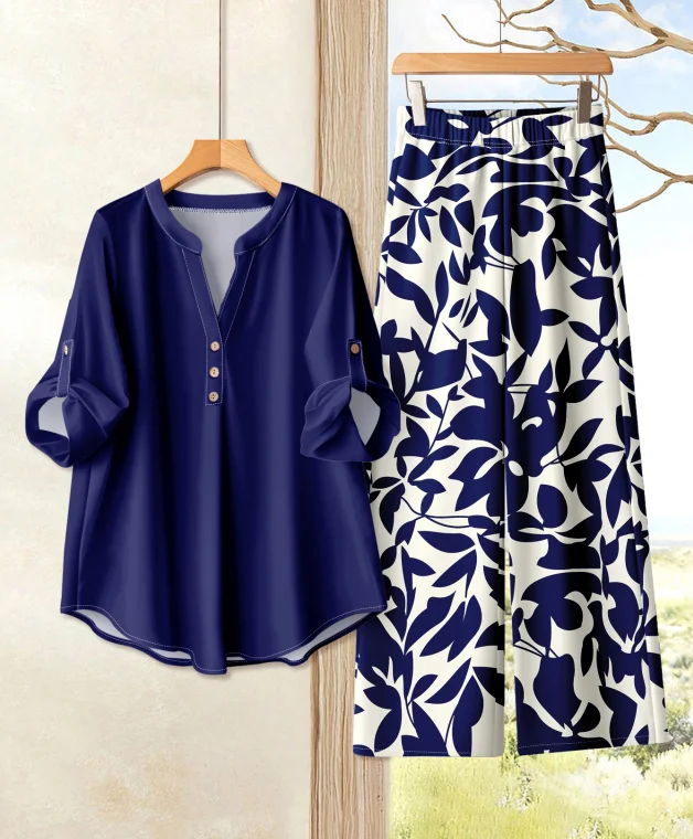 Casual Print Pants Sets Women Loose Buttons Half Sleeve T Shirt Wide Legs Trousers Two Piece Set Lady Commuting Clothing Suits
Casual Print Pants Sets Women Loose Buttons Half Sleeve T Shirt Wide Legs Trousers Two Piece Set Lady Commuting Clothing Suits