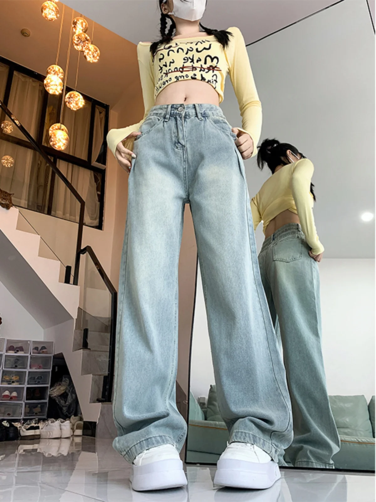 Широкие джинсовые джинсы с высокой талией, женские осенние трендовые брюки 2025, новые сложенные свободные брюки длиной до пола, повседневные удобные синие
Широкие джинсовые джинсы с высокой талией, женские осенние трендовые брюки 2025, новые сложенные свободные брюки длиной до пола, повседневные удобные синие