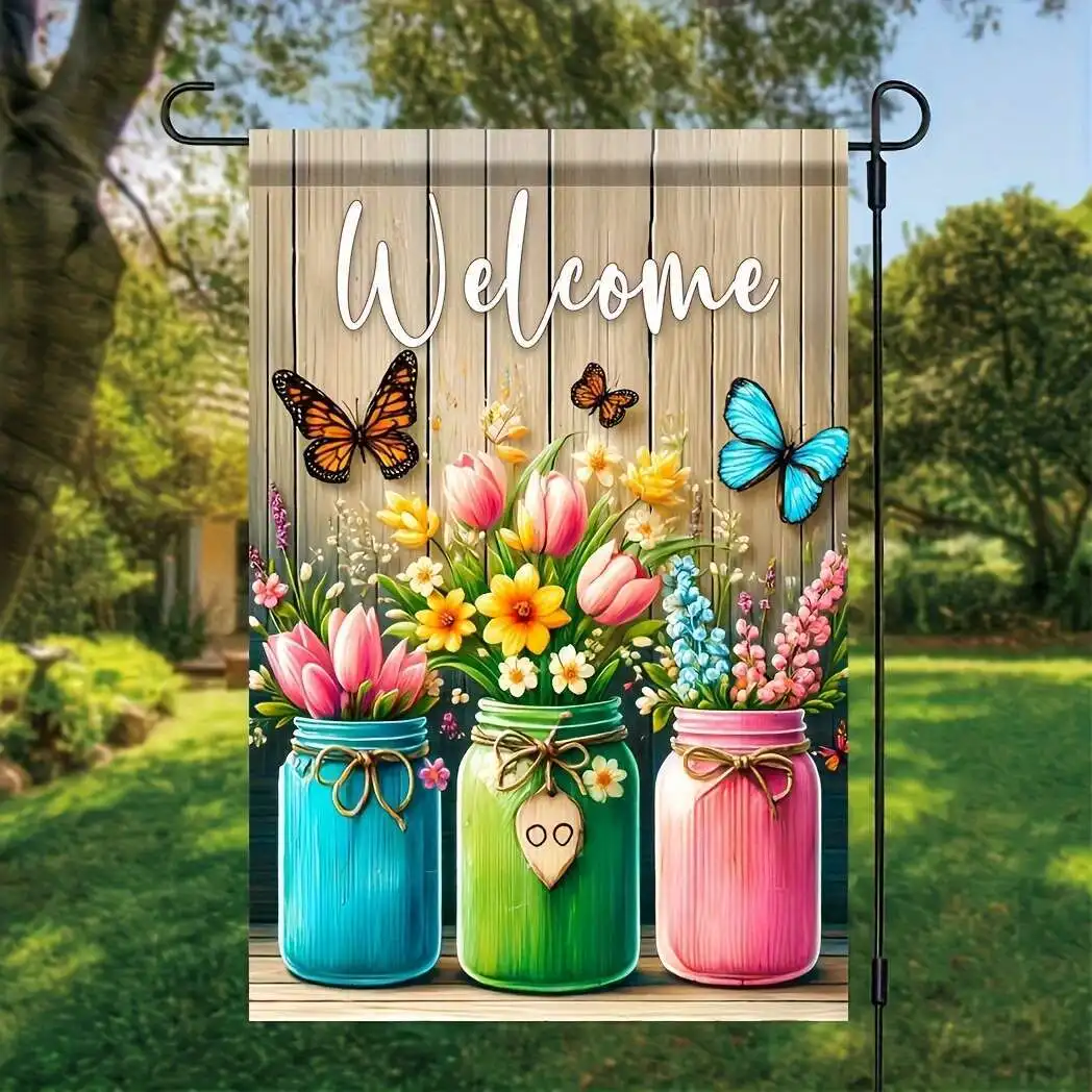 1pc, Butterfly Tulip Vase Welcome 18x12 Inches, Garden Lawn Double Flag, Home Outdoor Decor, Yard Decor
1pc, Butterfly Tulip Vase Welcome 18x12 Inches, Garden Lawn Double Flag, Home Outdoor Decor, Yard Decor