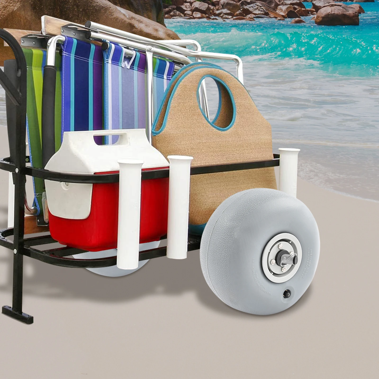 Компактное и легкое серое надувное пляжное колесо (3,97 фунтов) — размер 9*5 дюймов и стандартное монтажное отверстие, простая установка на тележках
Компактное и легкое серое надувное пляжное колесо (3,97 фунтов) — размер 9*5 дюймов и стандартное монтажное отверстие, простая установка на тележках