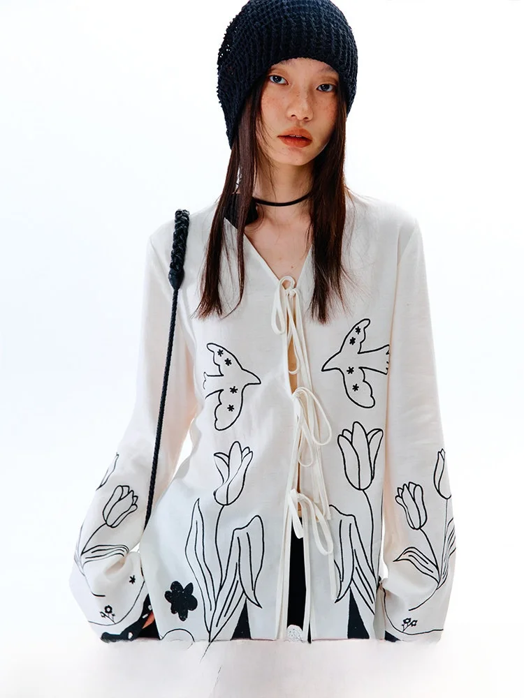 U Are Original Design Long Sve Linen Silk Printed Belted irt Women's Commute Sle V-Ne Breathable Thin Fabric irt
U Are Original Design Long Sve Linen Silk Printed Belted irt Women's Commute Sle V-Ne Breathable Thin Fabric irt