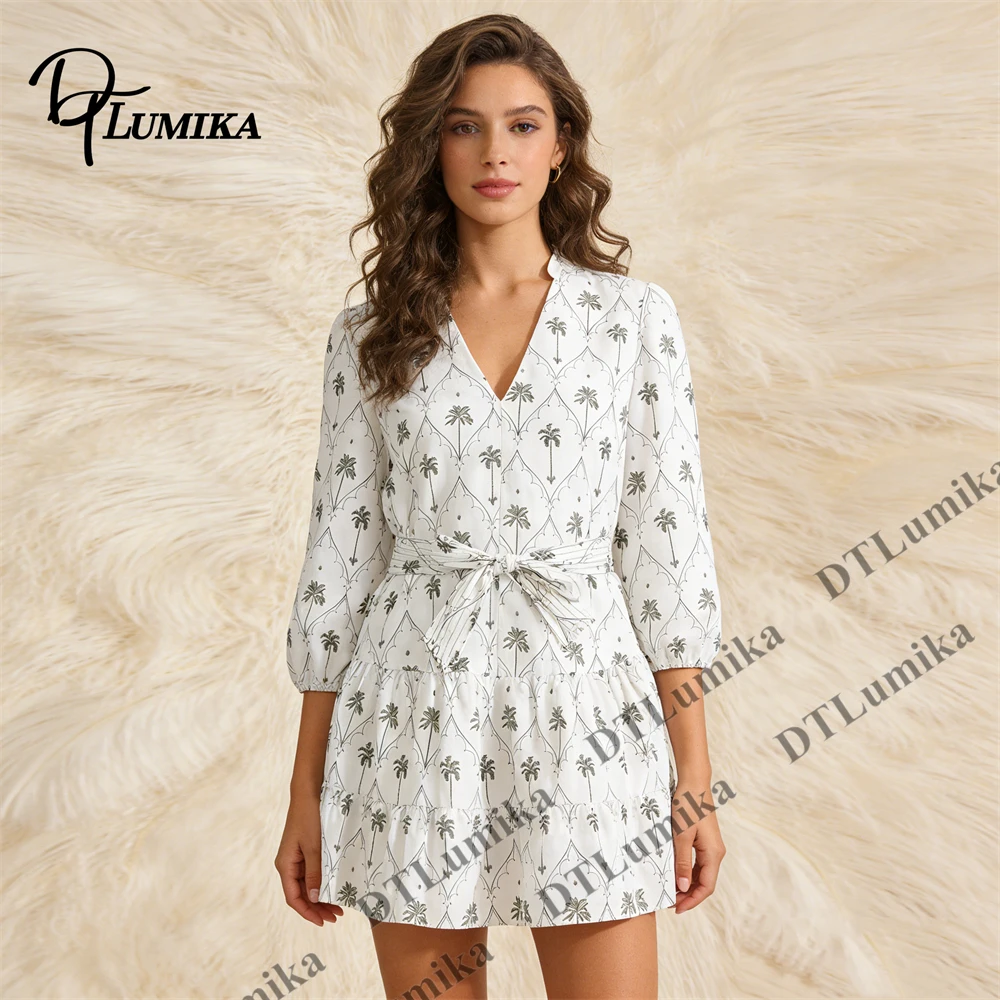 DTLumika Palm Tree Print Wrap Dress, V Neck Tie Waist Midi Dress for Beach Vacation Summer Resort Daily Wear Beach Vacation
DTLumika Palm Tree Print Wrap Dress, V Neck Tie Waist Midi Dress for Beach Vacation Summer Resort Daily Wear Beach Vacation