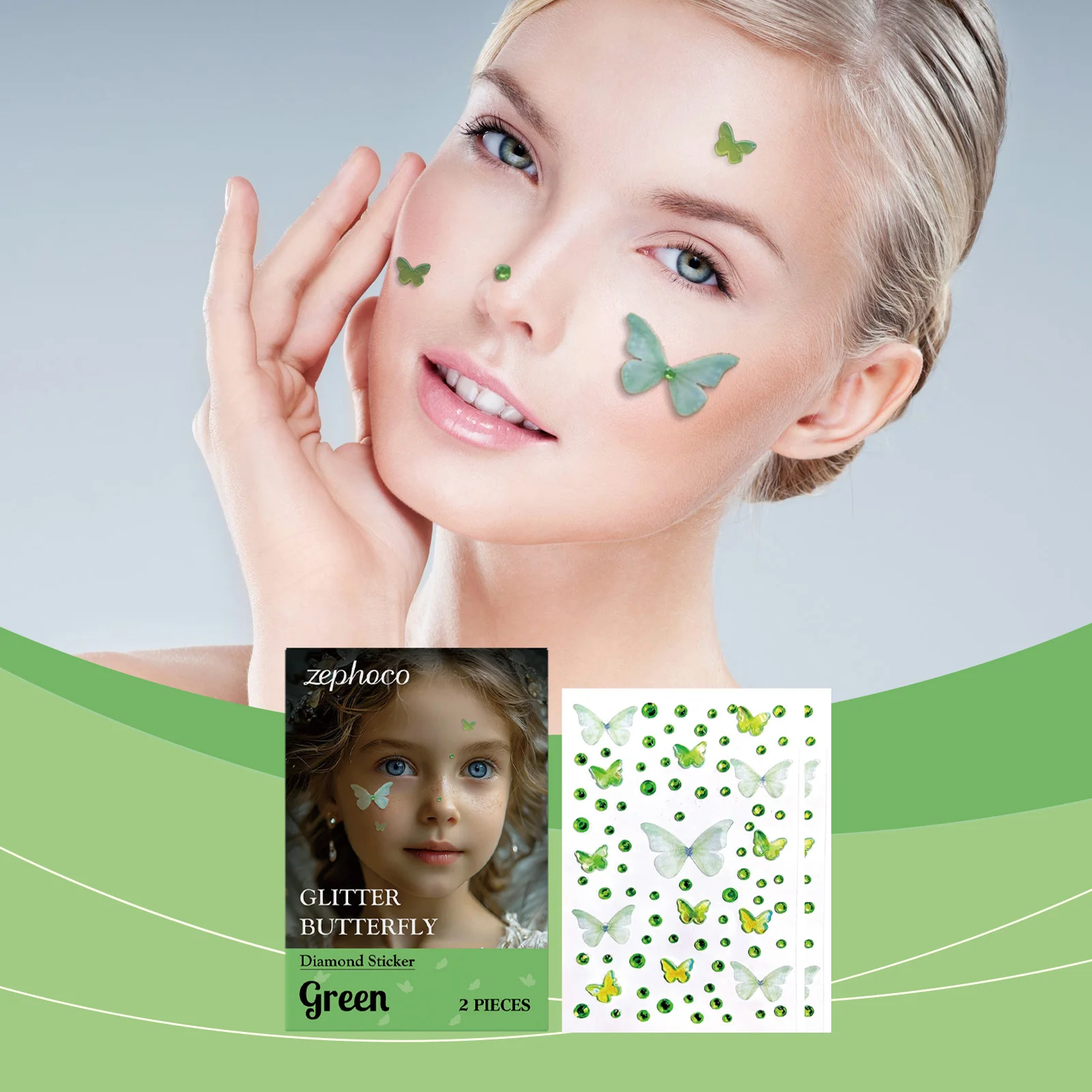 Glitter Butterfly Diamond Stickers Green Butterfly Shaped Sparkly Stickers for Birthday Parties Performances Facial Makeup Decor
Glitter Butterfly Diamond Stickers Green Butterfly Shaped Sparkly Stickers for Birthday Parties Performances Facial Makeup Decor
