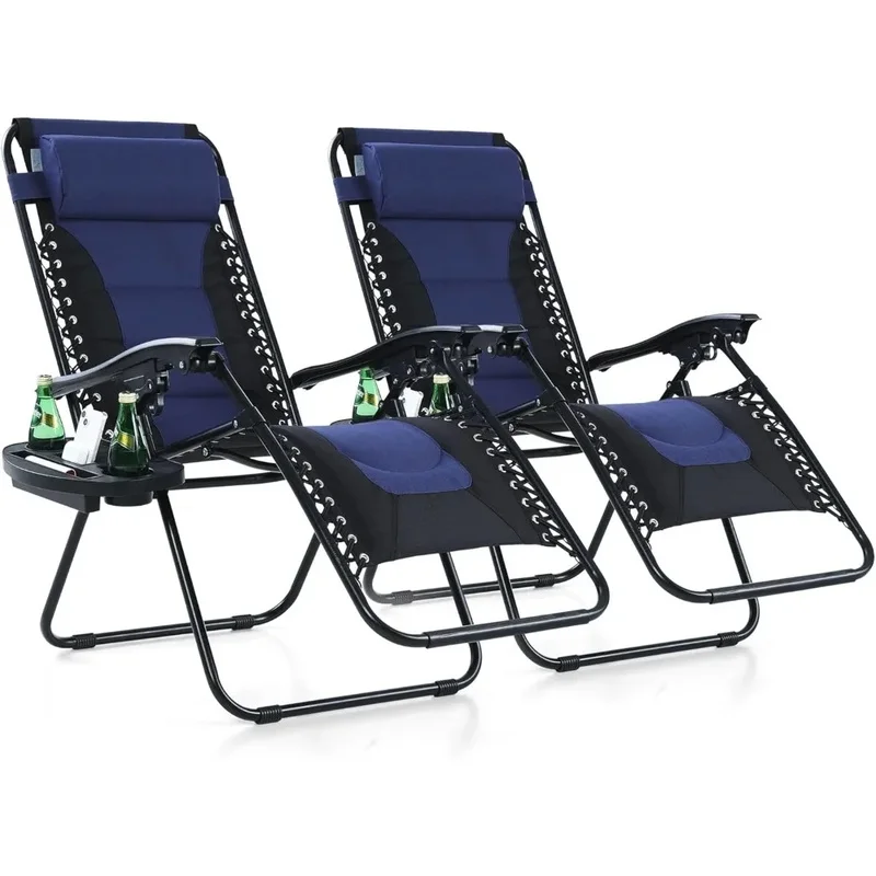 Set of 2 Padded Zero Gravity Recliner Lounge Chairs with Adjustable Pillows and Cup Holders, Folding Patio Furniture
Set of 2 Padded Zero Gravity Recliner Lounge Chairs with Adjustable Pillows and Cup Holders, Folding Patio Furniture