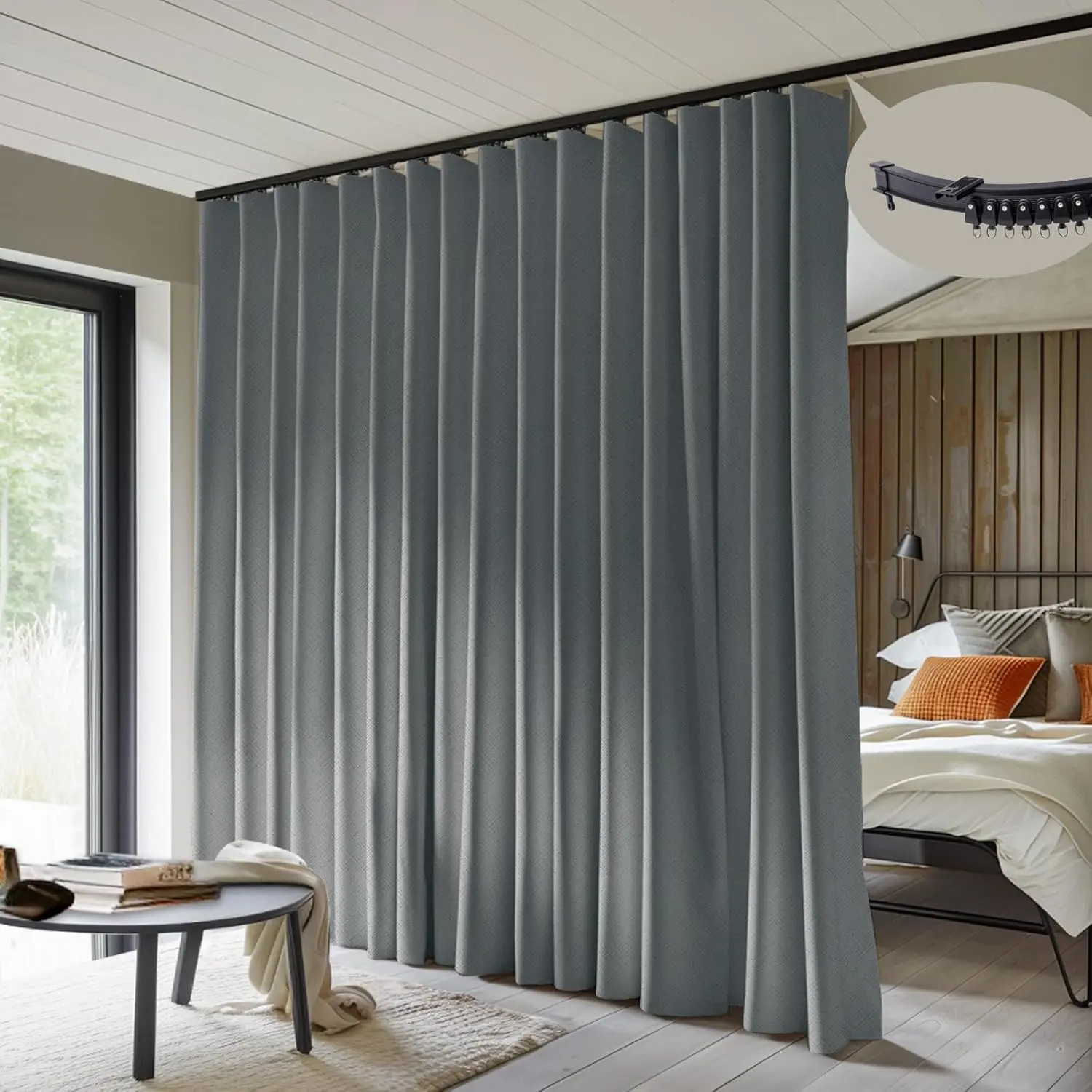 Room Divider Curtains with Ceiling Track Set, 100% Blackout Floor to Ceiling Curtain for Patio Sliding Door, Dark Grey & Black
Room Divider Curtains with Ceiling Track Set, 100% Blackout Floor to Ceiling Curtain for Patio Sliding Door, Dark Grey & Black