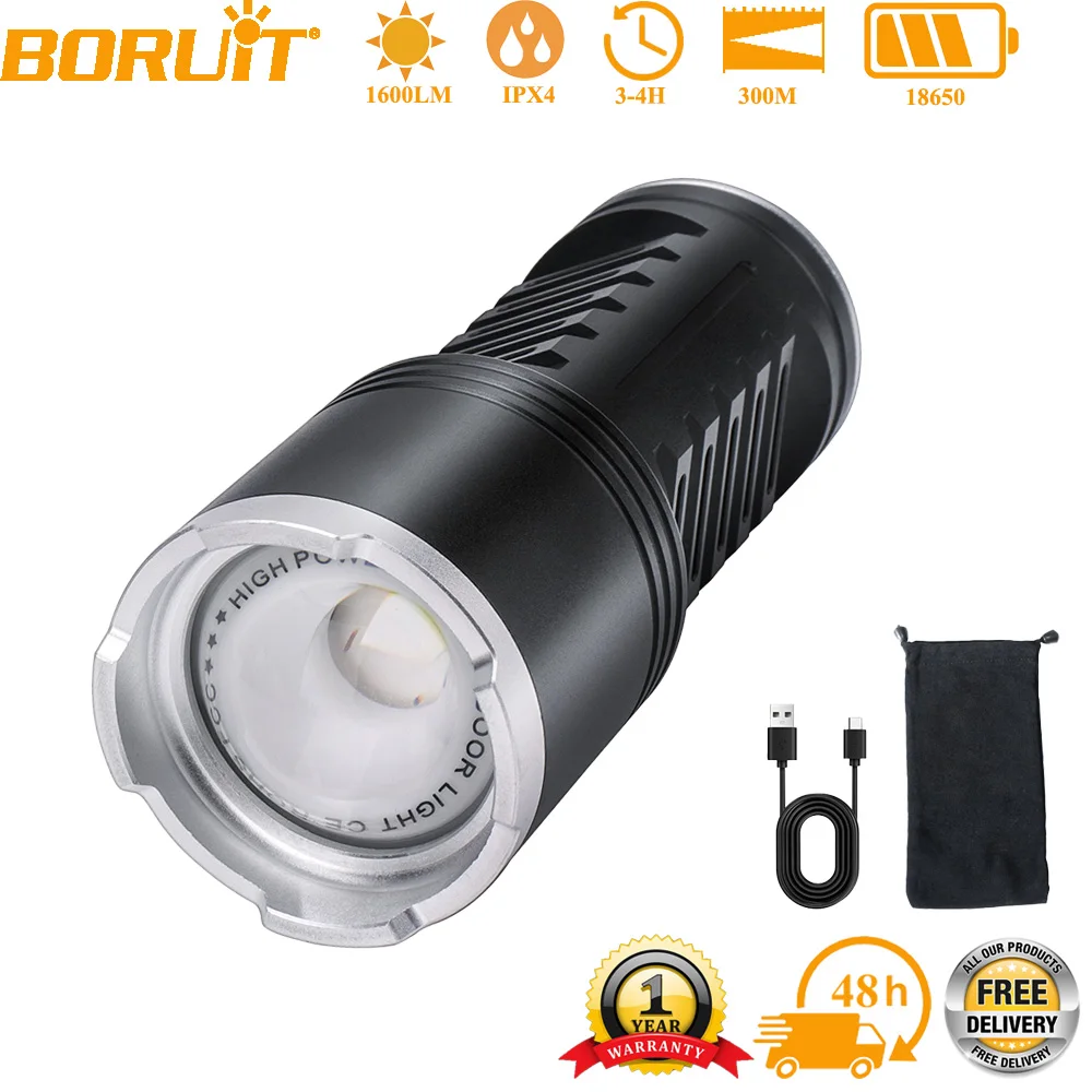 BORUiT 30W Super Bright LED Flashlight 1600LM USB Rechargeable Zoom Torch 1000m Long Rang Lamp With Built-in Battery for Camping
BORUiT 30W Super Bright LED Flashlight 1600LM USB Rechargeable Zoom Torch 1000m Long Rang Lamp With Built-in Battery for Camping