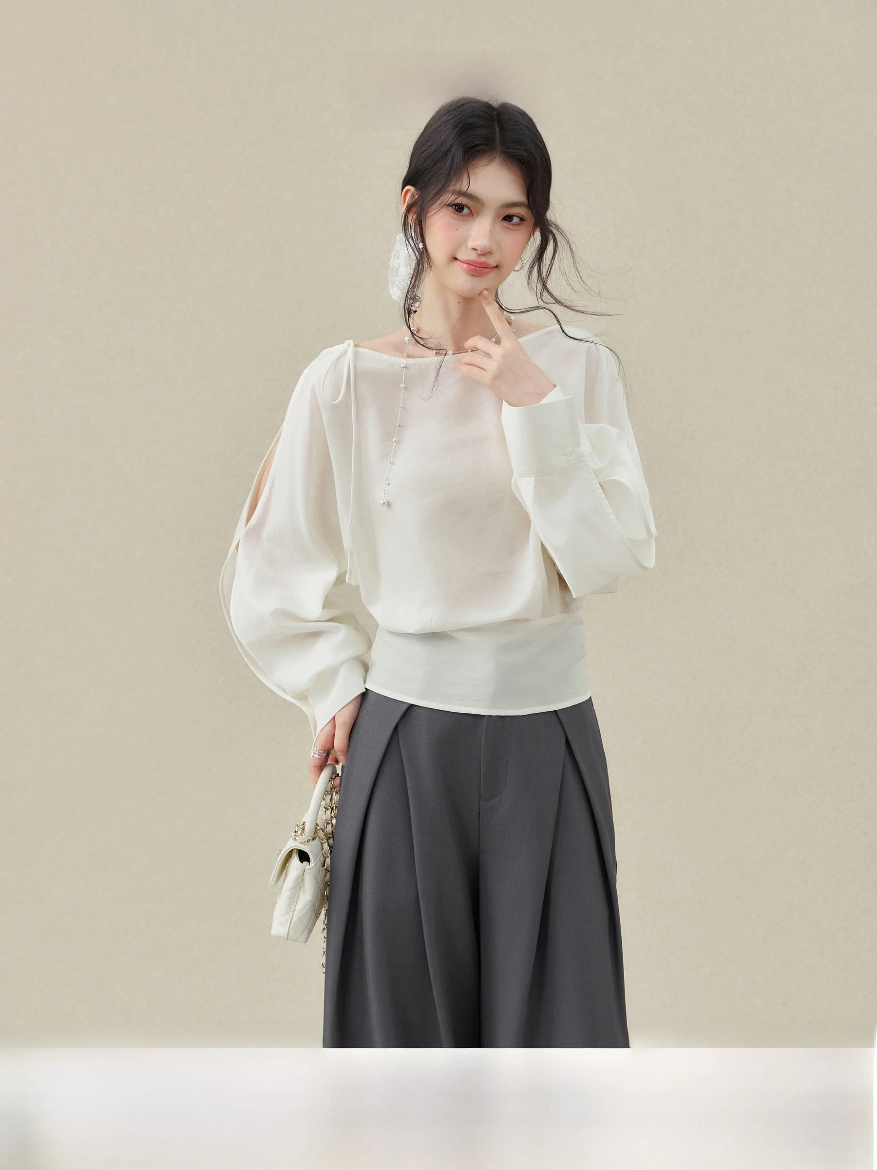 Ouyang Xi Long Sleeve Shirt Women's Korean Style INS Tie Waist Design Breathable Casual Fashion Spring Summer New Arrival
Ouyang Xi Long Sleeve Shirt Women's Korean Style INS Tie Waist Design Breathable Casual Fashion Spring Summer New Arrival