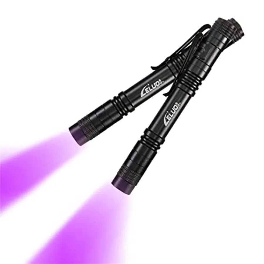 2 Pack UV Penlight Flashlight with Clip Mini 395nm Mini Pen Light,Waterproof Ultraviolet Flashlight for Leak, Pet Urine, Scorpi
2 Pack UV Penlight Flashlight with Clip Mini 395nm Mini Pen Light,Waterproof Ultraviolet Flashlight for Leak, Pet Urine, Scorpi