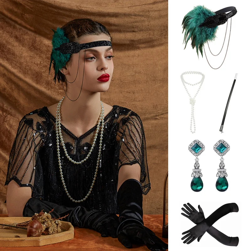 ebayHot Selling Gatsby Vintage Headband Set Headwear Set Including Gloves Necklace Cigarette Holder Earrings
ebayHot Selling Gatsby Vintage Headband Set Headwear Set Including Gloves Necklace Cigarette Holder Earrings