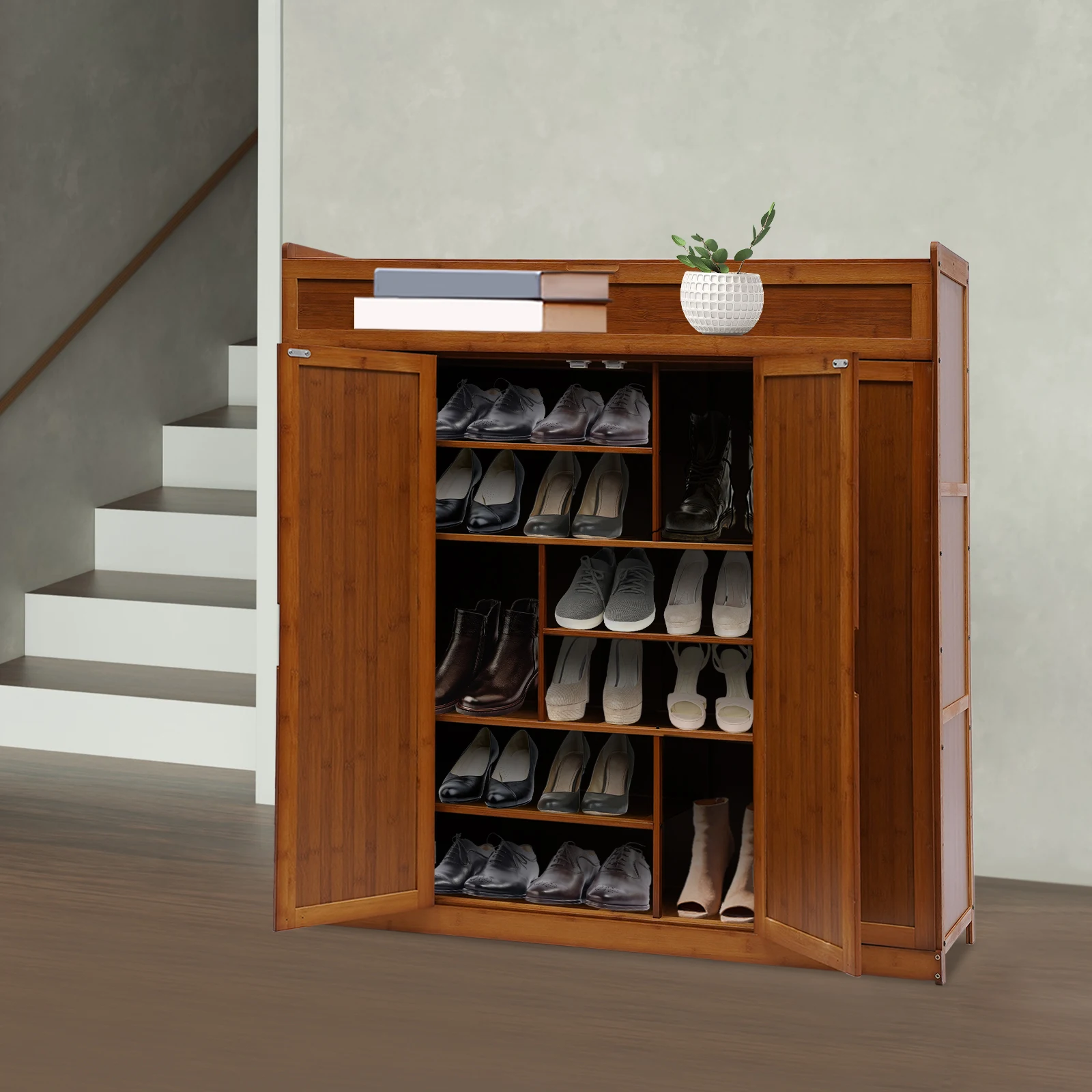 7-ярусный шкаф для обуви, отдельно стоящие полки для обуви, бамбуковый органайзер для обуви, улучшенная высокая и широкая модель с 4 дверцами, утолщенное основание, выдвижные ящики
7-ярусный шкаф для обуви, отдельно стоящие полки для обуви, бамбуковый органайзер для обуви, улучшенная высокая и широкая модель с 4 дверцами, утолщенное основание, выдвижные ящики