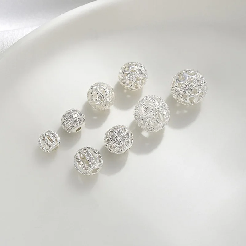 Silver Hollow Flower Ball Beads with Zircon, Round Ball & Watermelon Spacer Beads for DIY Beading Jewelry Making
Silver Hollow Flower Ball Beads with Zircon, Round Ball & Watermelon Spacer Beads for DIY Beading Jewelry Making