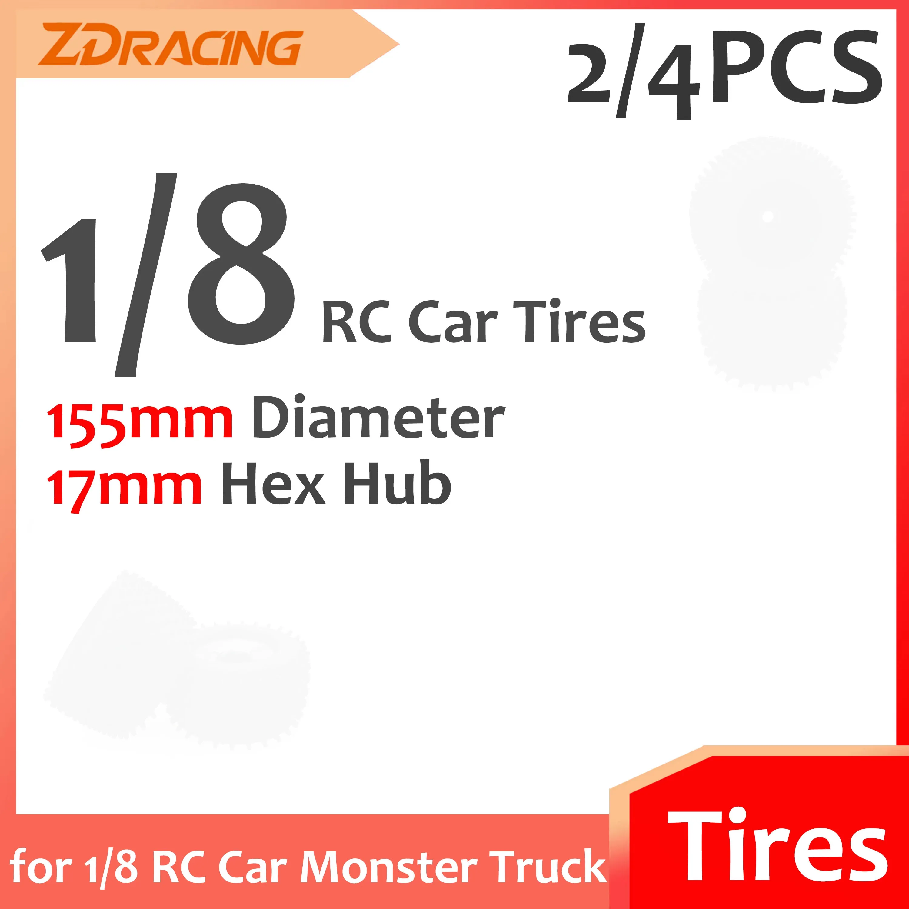 ZD Racing 2/4PCS 1/8 RC Tires 155mm Diameter 17mm Hex Skidproof Tyre for 1/8 RC Car Monster Truck Truggy Redcat Hsp Kyosho Parts
ZD Racing 2/4PCS 1/8 RC Tires 155mm Diameter 17mm Hex Skidproof Tyre for 1/8 RC Car Monster Truck Truggy Redcat Hsp Kyosho Parts