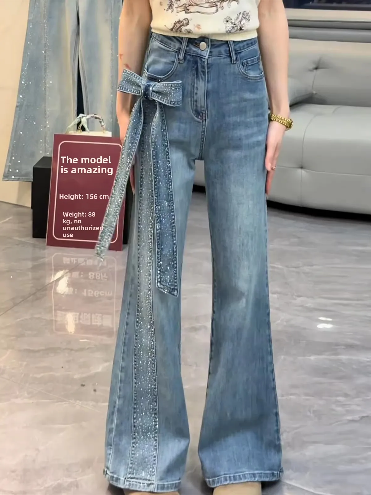 Blue Starry Flash Diamond Women's Bell Bottom Jeans Summer 2026 Fashion Knot Straight Leg Pants High Waist Slim...
Blue Starry Flash Diamond Women's Bell Bottom Jeans Summer 2026 Fashion Knot Straight Leg Pants High Waist Slim...