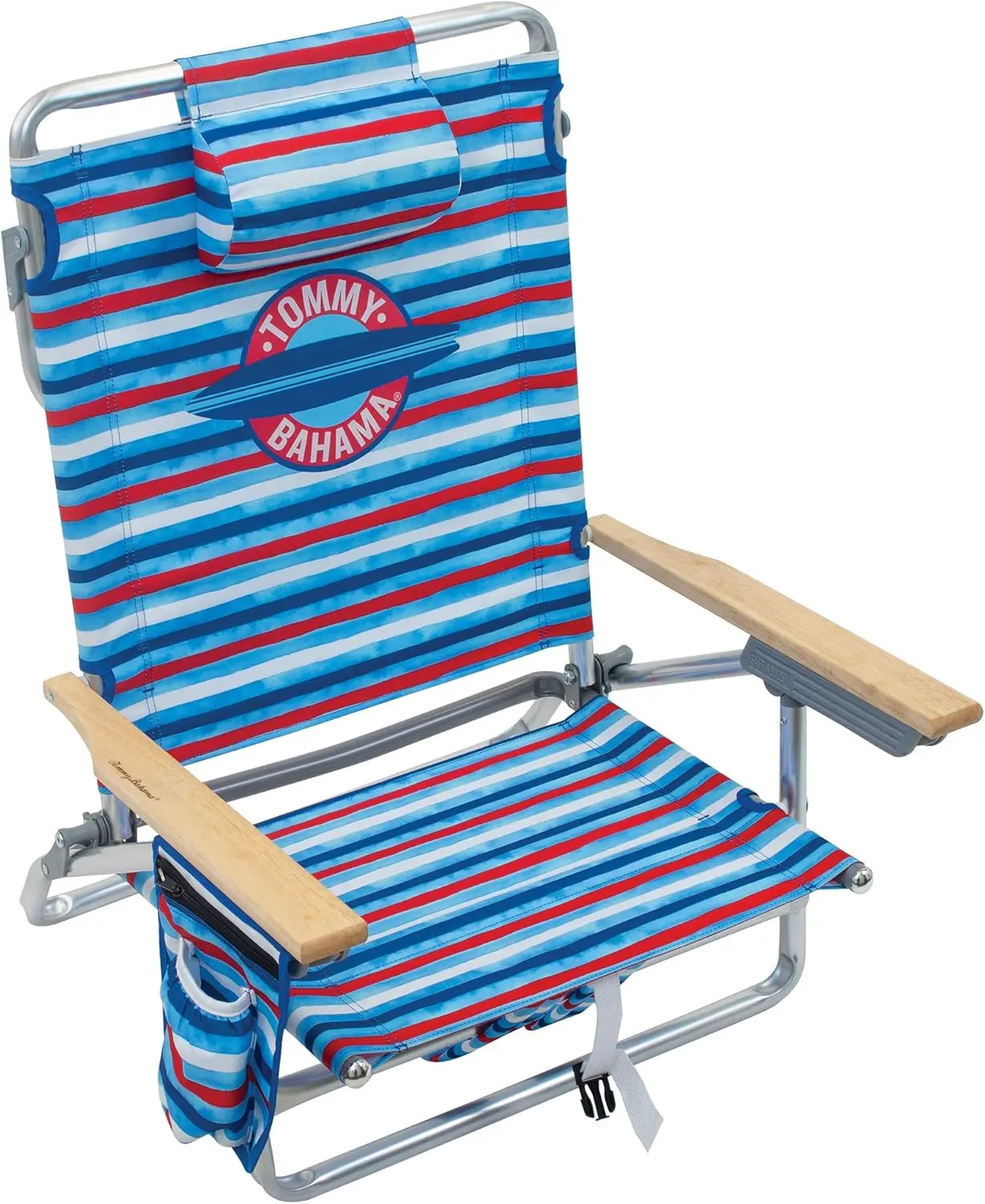 5-Position Folding Backpack Beach Chair with Cooler, Towel Bar, and Cup Holder, Aluminum, Red White Blue Stripe
5-Position Folding Backpack Beach Chair with Cooler, Towel Bar, and Cup Holder, Aluminum, Red White Blue Stripe