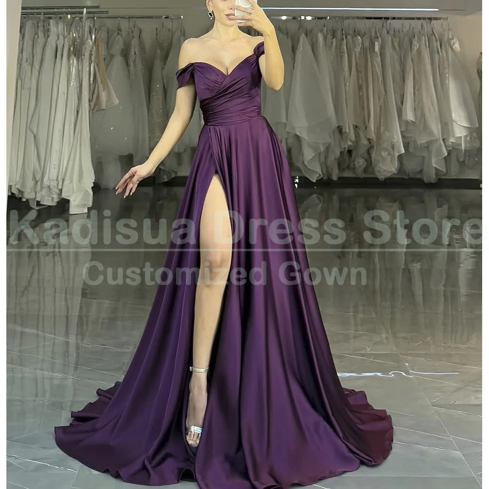 Purple Evening Dresses Formal Off the Shoulder Chapel Train Split Dress Sleeveless Formal Occasion Customzied Long Gowns
Purple Evening Dresses Formal Off the Shoulder Chapel Train Split Dress Sleeveless Formal Occasion Customzied Long Gowns
