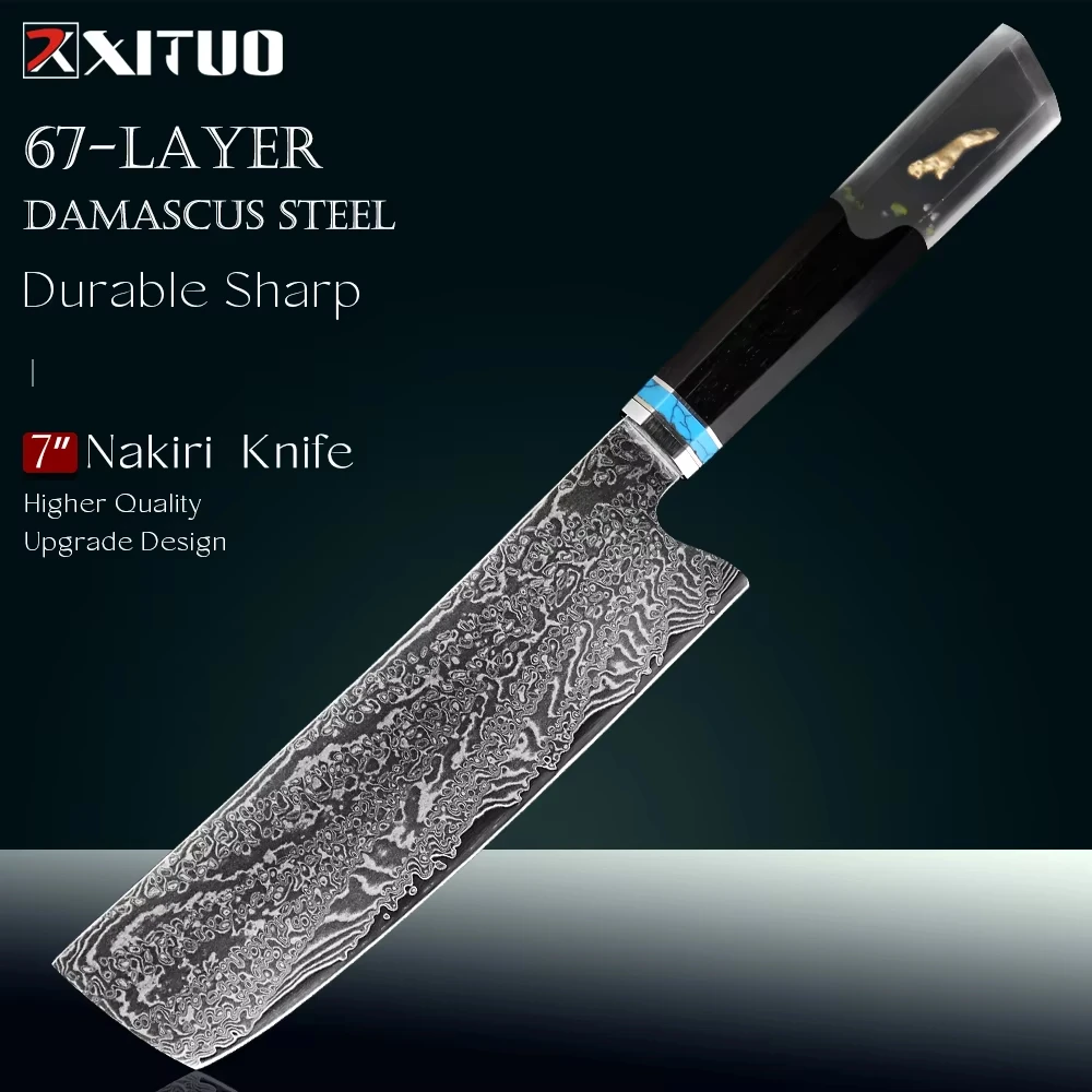XITUO Nakiri Knife-7" Razor Sharp Meat Cleaver and Vegetable Kitchen Knife,Damascus Steel,Asian Chef Knife for Home and Kitchen
XITUO Nakiri Knife-7" Razor Sharp Meat Cleaver and Vegetable Kitchen Knife,Damascus Steel,Asian Chef Knife for Home and Kitchen