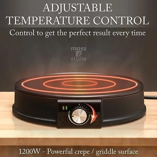 Moss & Stone 12" Electric Griddle & Crepe Maker – Non-Stick, Adjustable Temp, Includes Tools
Moss & Stone 12" Electric Griddle & Crepe Maker – Non-Stick, Adjustable Temp, Includes Tools