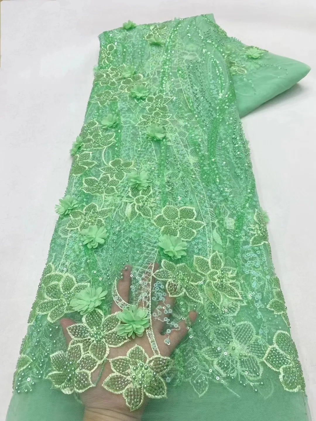 Green Latest French Mesh Groom Sequins Lace Fabric High Quality African Nigerian Tulle Lace Fabric 5 Yards For Wedding Party
Green Latest French Mesh Groom Sequins Lace Fabric High Quality African Nigerian Tulle Lace Fabric 5 Yards For Wedding Party