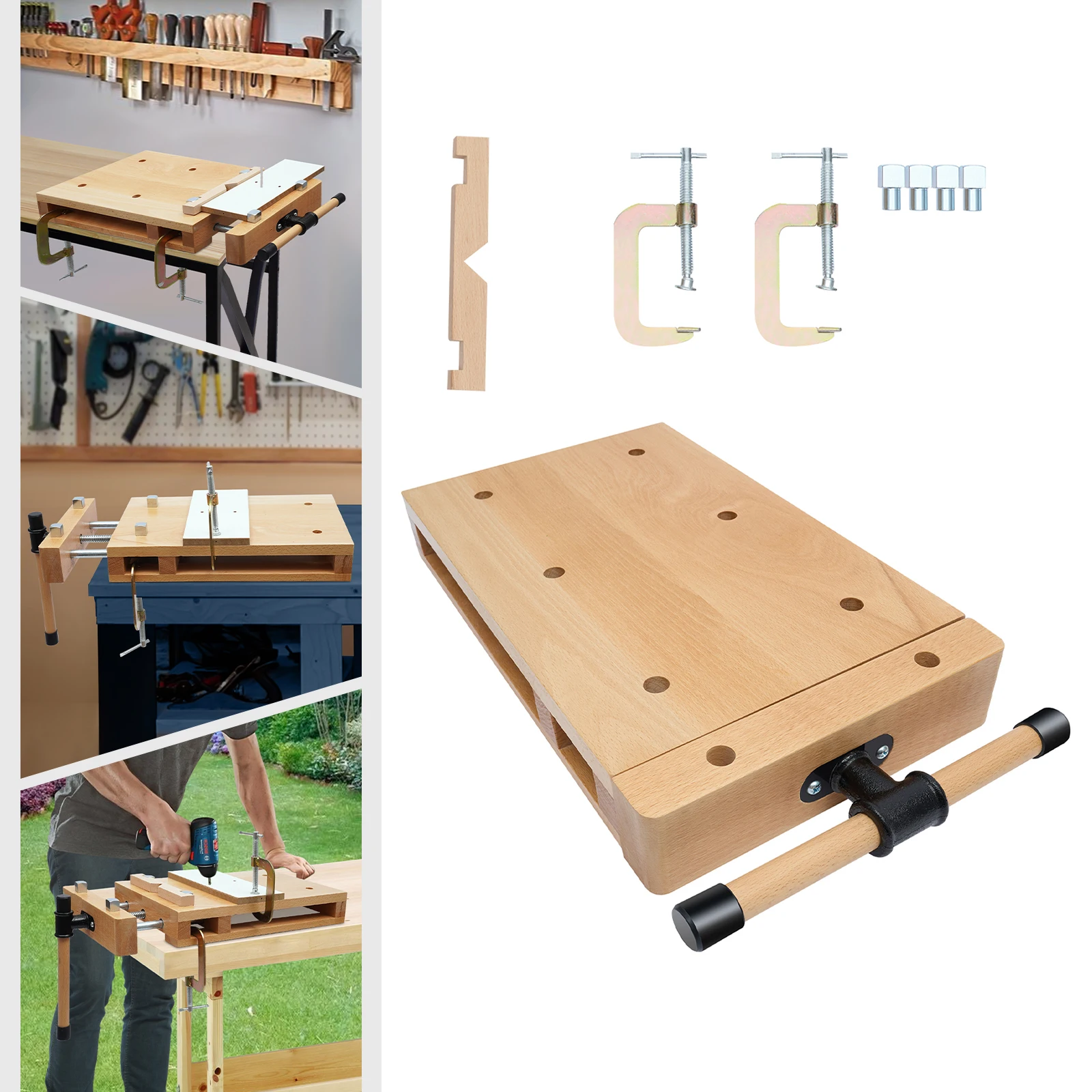 Wood Vise Workbench, Woodworking Bench with 2 G-shape Fixing Clips, for Home Woodworking Studio for Fixing Processing Wood DIY
Wood Vise Workbench, Woodworking Bench with 2 G-shape Fixing Clips, for Home Woodworking Studio for Fixing Processing Wood DIY