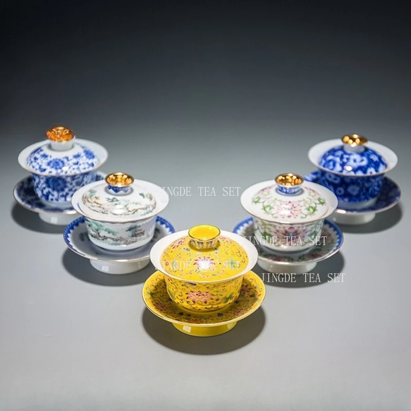 120ml large ceramic Jingyun lid bowl enamel painted blue and white tea bowl Kung Fu tea set
120ml large ceramic Jingyun lid bowl enamel painted blue and white tea bowl Kung Fu tea set