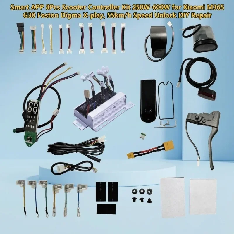 55km/h Speed Unlock 8Pcs Controller Kit, 250W-600W Universal for Xiaomi M365 G30 Foston Digma X-play, with APP DIY Repair Parts
55km/h Speed Unlock 8Pcs Controller Kit, 250W-600W Universal for Xiaomi M365 G30 Foston Digma X-play, with APP DIY Repair Parts