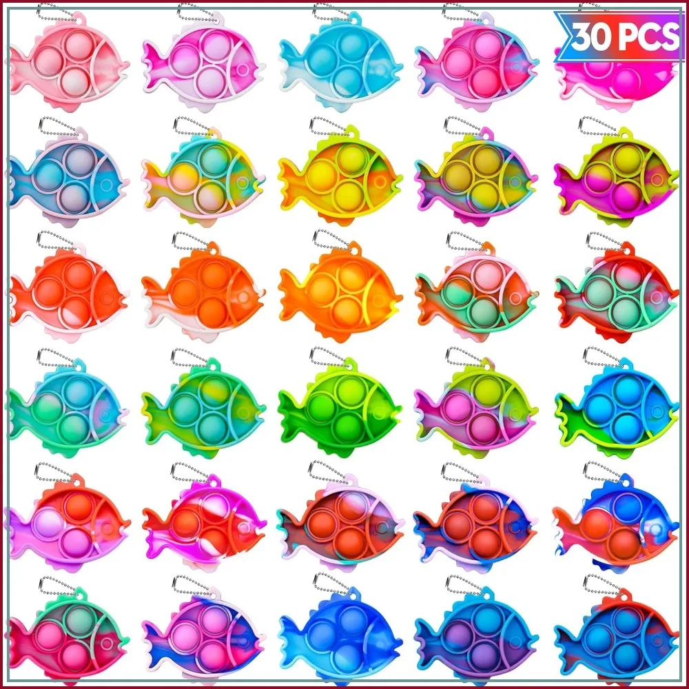 30 PCS Fish Pop Keychain Fidget Toys Bulk for Kids Party Favors, Classroom Prizes, Goodie Bag Stuffers
30 PCS Fish Pop Keychain Fidget Toys Bulk for Kids Party Favors, Classroom Prizes, Goodie Bag Stuffers