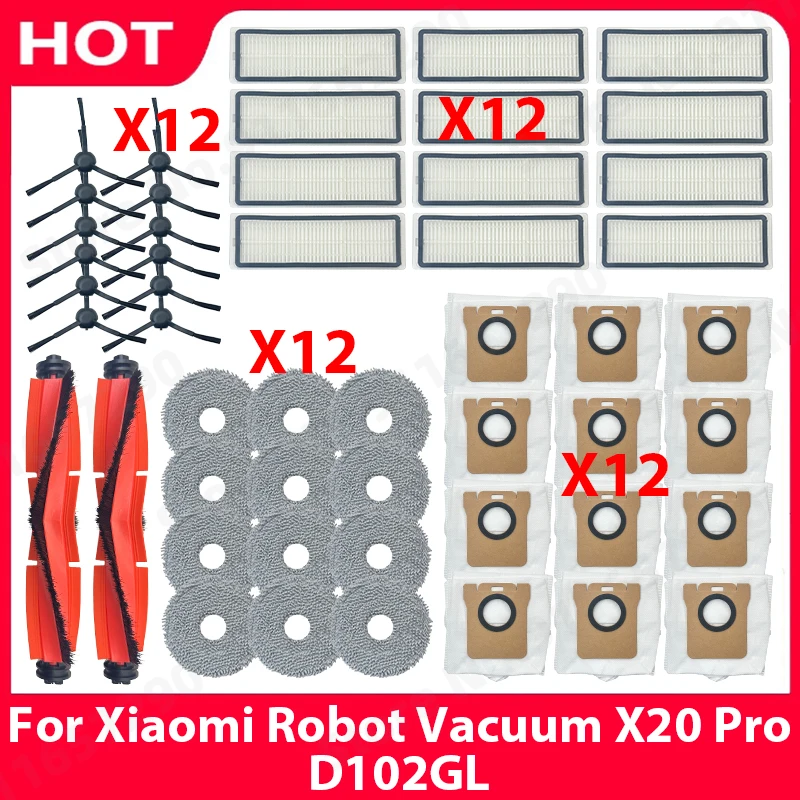 Main Side Brush Mop Cloth HEPA Filter Dust Bag Spare Parts For Xiaomi Robot Vacuum X20 Pro / D102GL Replacement Accessories
Main Side Brush Mop Cloth HEPA Filter Dust Bag Spare Parts For Xiaomi Robot Vacuum X20 Pro / D102GL Replacement Accessories