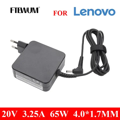 FTEWUM EU AC Laptop Charger 20V 3.25A 65W 4.0*1.7mm For Lenovo IdeaPad 100-15 B50-10 YOGA 710 510-14ISK Notebook Power Adapter