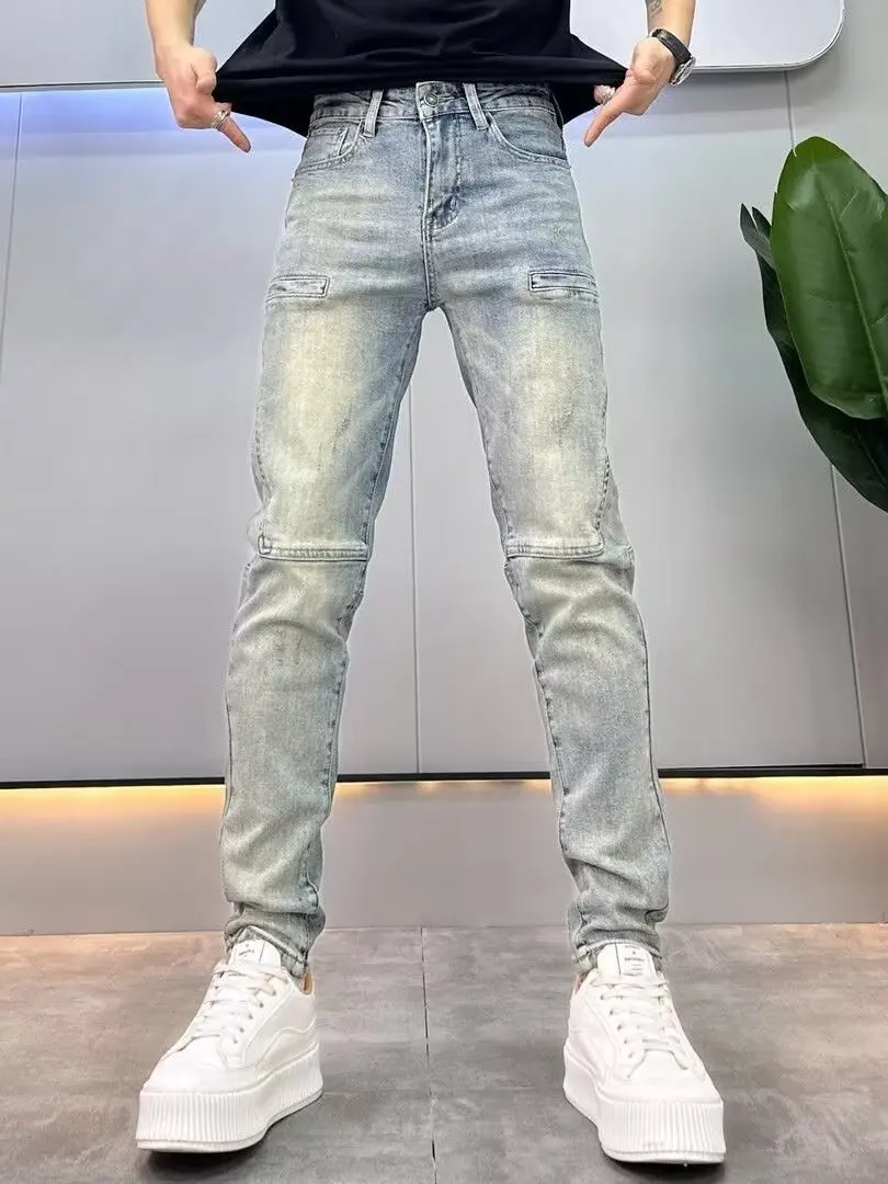 Retro American Waed Splicing Design Slim Fit Men's Jeans Trendy Brand Casual Long Pants Summer Sle Youth Faion
Retro American Waed Splicing Design Slim Fit Men's Jeans Trendy Brand Casual Long Pants Summer Sle Youth Faion