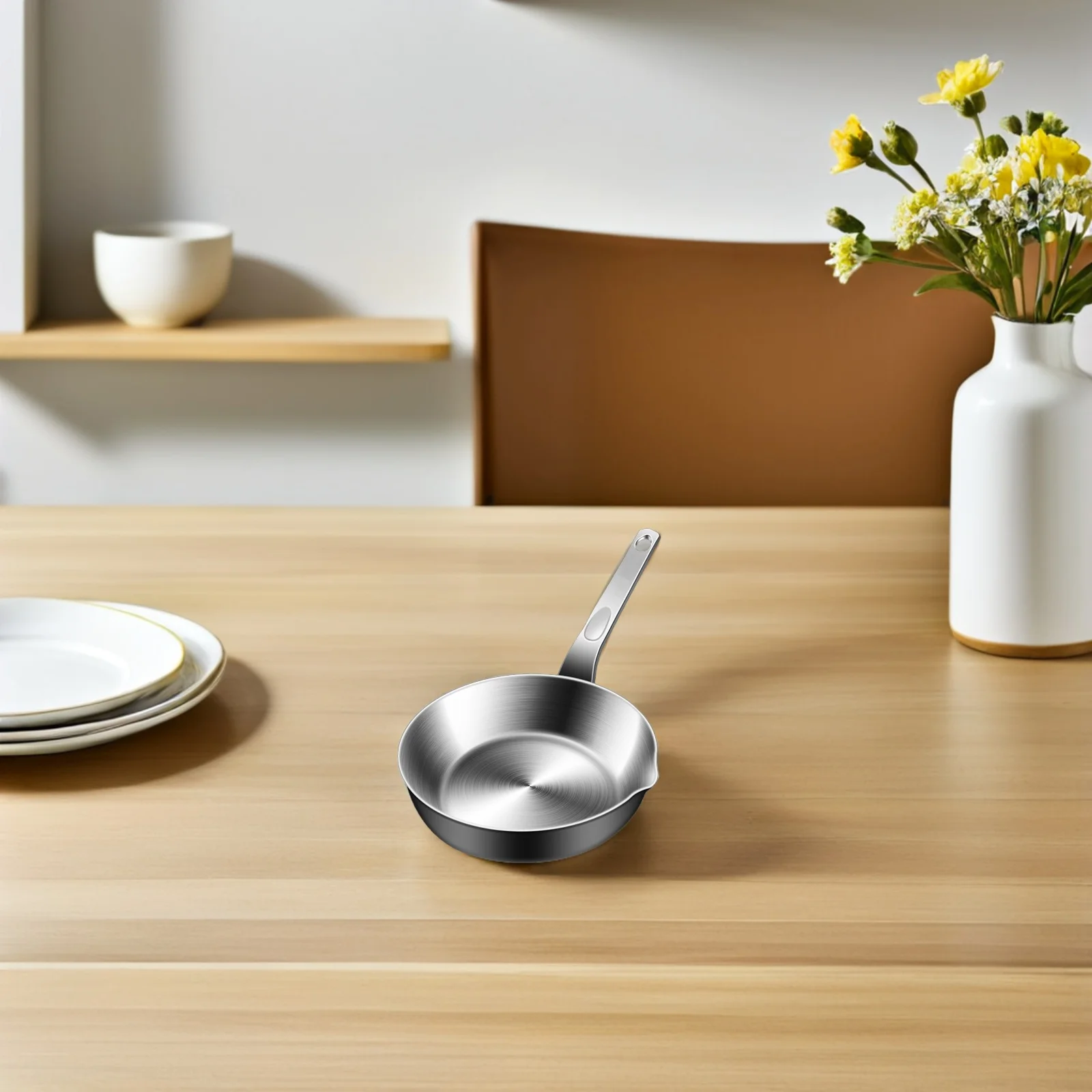 Mini Frying Pan Stainless Steel Flat Bottom Small Egg Pan Sauce Pot Spout Single Serving Kitchen Cooking Small Pot with Spout
Mini Frying Pan Stainless Steel Flat Bottom Small Egg Pan Sauce Pot Spout Single Serving Kitchen Cooking Small Pot with Spout