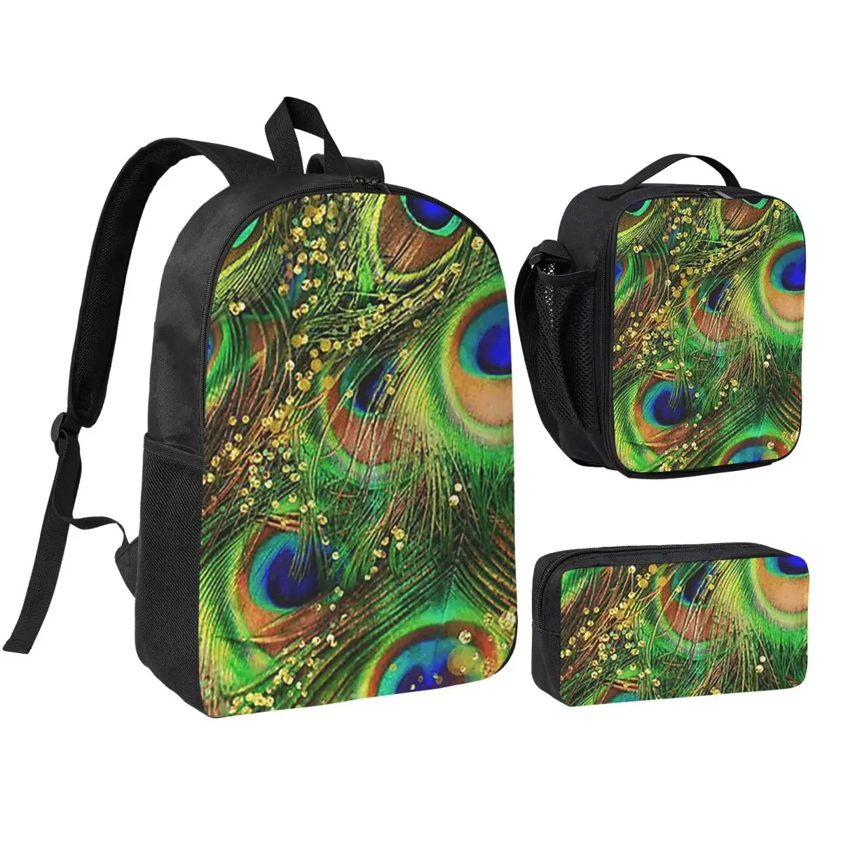 Peacock Feathers Backpack Student Boys Girls BookBag School Bag Laptop Shoulder Bags 3ps Insulated Lunch Bag Pencil Case
Peacock Feathers Backpack Student Boys Girls BookBag School Bag Laptop Shoulder Bags 3ps Insulated Lunch Bag Pencil Case
