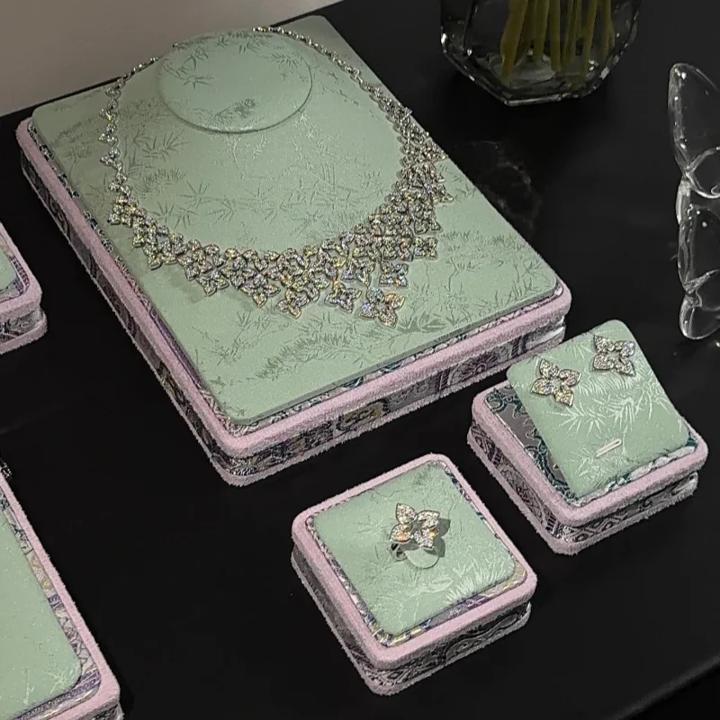 Imperial Chinese Silk Velvet Jewelry Display Stand, Jade Bangle & Pendant Tray, Earring Ring Counter Prop Set
Imperial Chinese Silk Velvet Jewelry Display Stand, Jade Bangle & Pendant Tray, Earring Ring Counter Prop Set