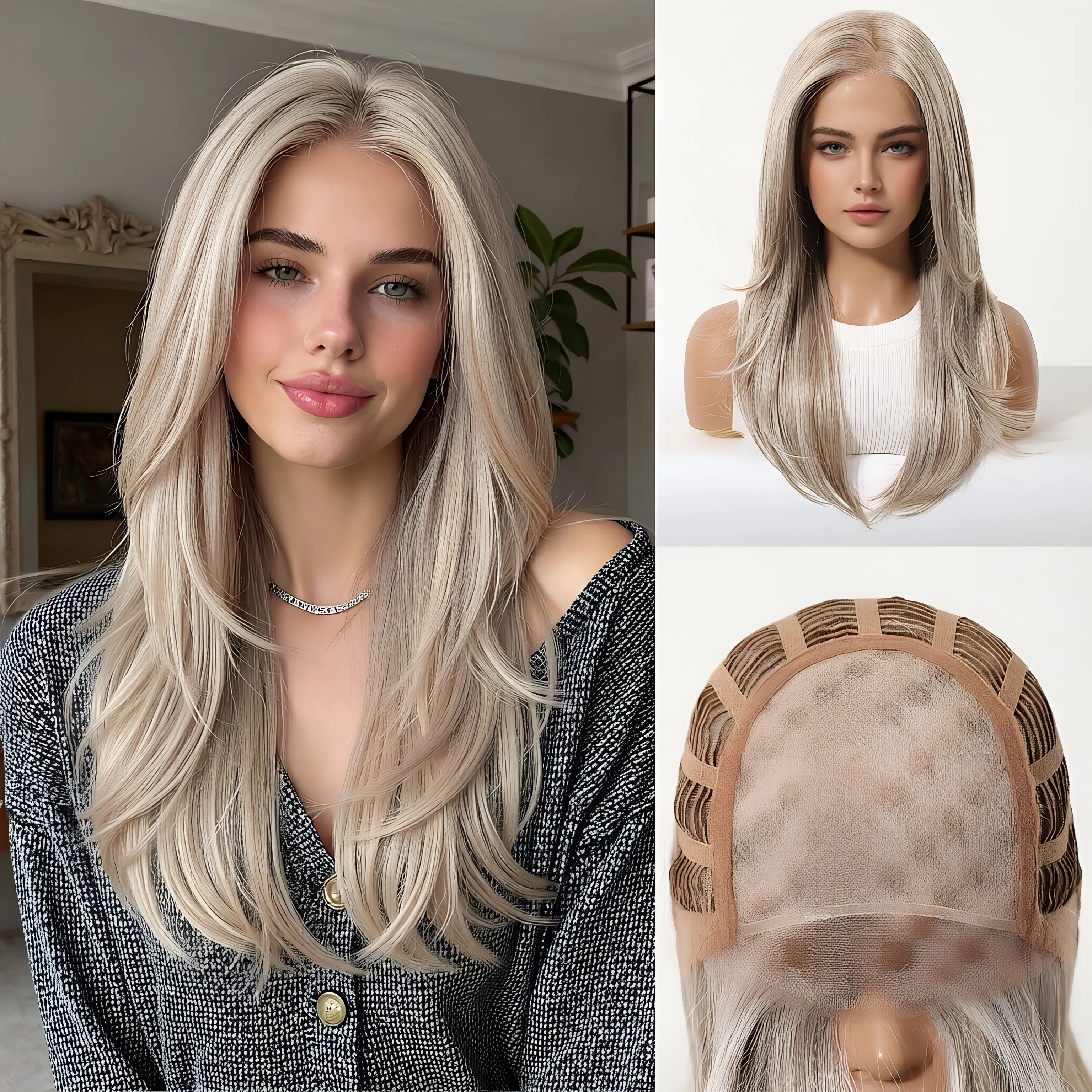 Wig Headset Mononet Imitation of Human Hair with No Trace, No Glue, Long Straight Hair, Invisible Fluffy Synthetic Wig Headset
Wig Headset Mononet Imitation of Human Hair with No Trace, No Glue, Long Straight Hair, Invisible Fluffy Synthetic Wig Headset