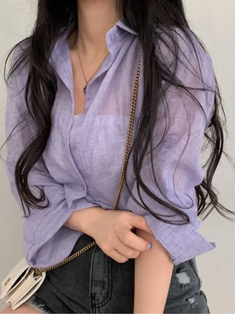 Chic Summer New Simple Elegance Turn-down Collar Folded Sense Micro-transparency Thin Long Sve Sun Protection irt Women'...
Chic Summer New Simple Elegance Turn-down Collar Folded Sense Micro-transparency Thin Long Sve Sun Protection irt Women'...